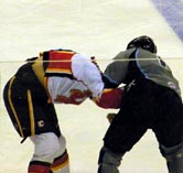 QC Flames' Kyle Greentree loses the fight